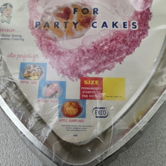 VINTAGE*NEW* Two Sweetheart Cake Pans Ekcoloy USA Heart Shaped EKCO Baking Tray‎ - Picture 10 of 12